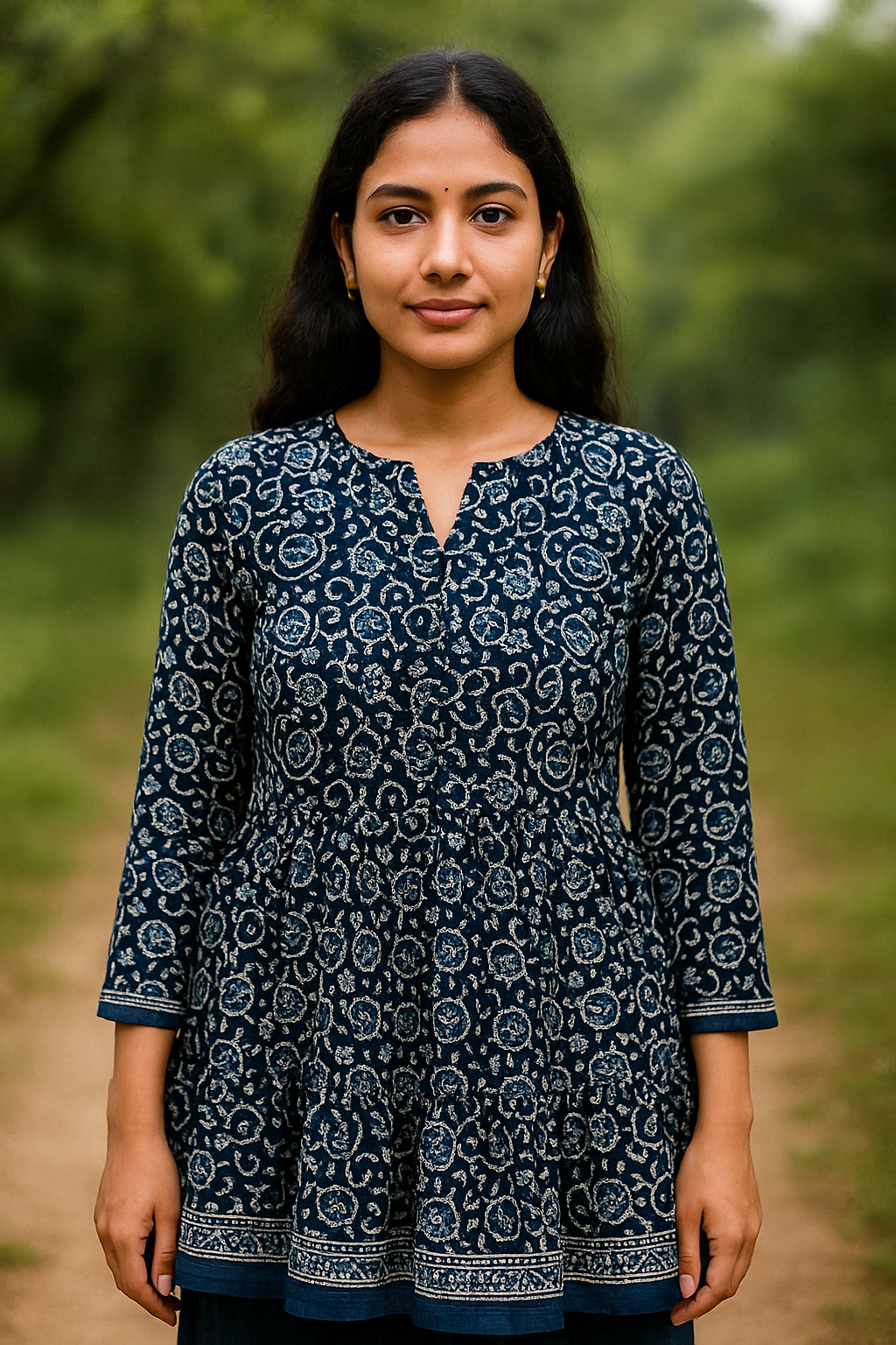 Hand-Block Printed Cotton Spaghetti Top