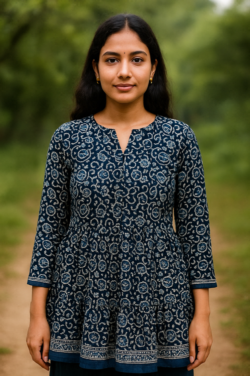 Hand-Block Printed Cotton Spaghetti Top